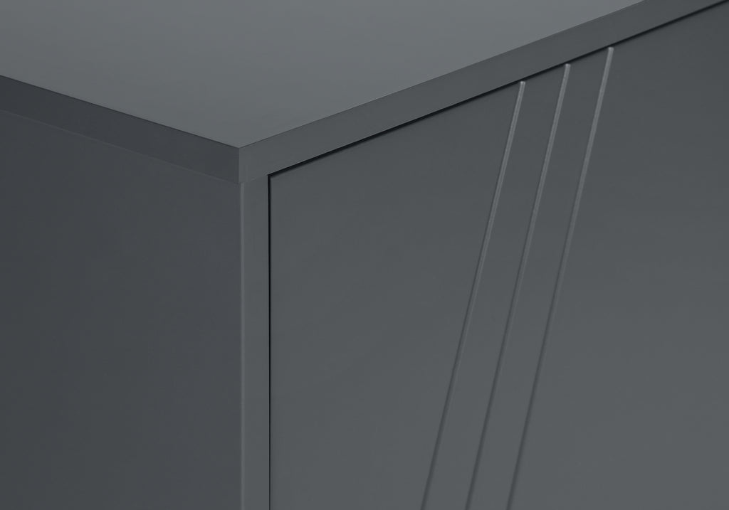 TV STAND - 60""L / GREY / BLACK METAL WITH STORAGE