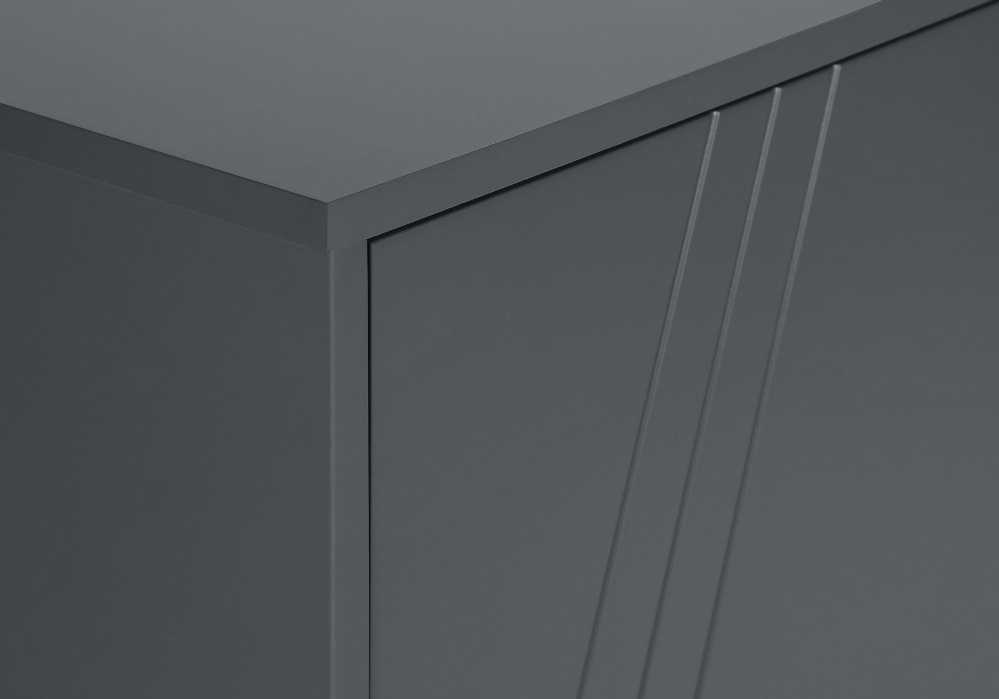 TV STAND - 60""L / GREY / BLACK METAL WITH STORAGE