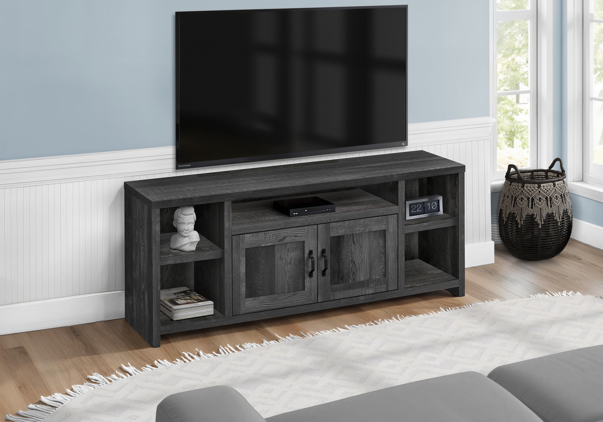 TV STAND - 60""L / BLACK RECLAIMED WOOD-LOOK