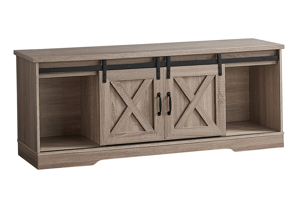 TV STAND - 60""L / DARK TAUPE WITH 2 SLIDING DOORS