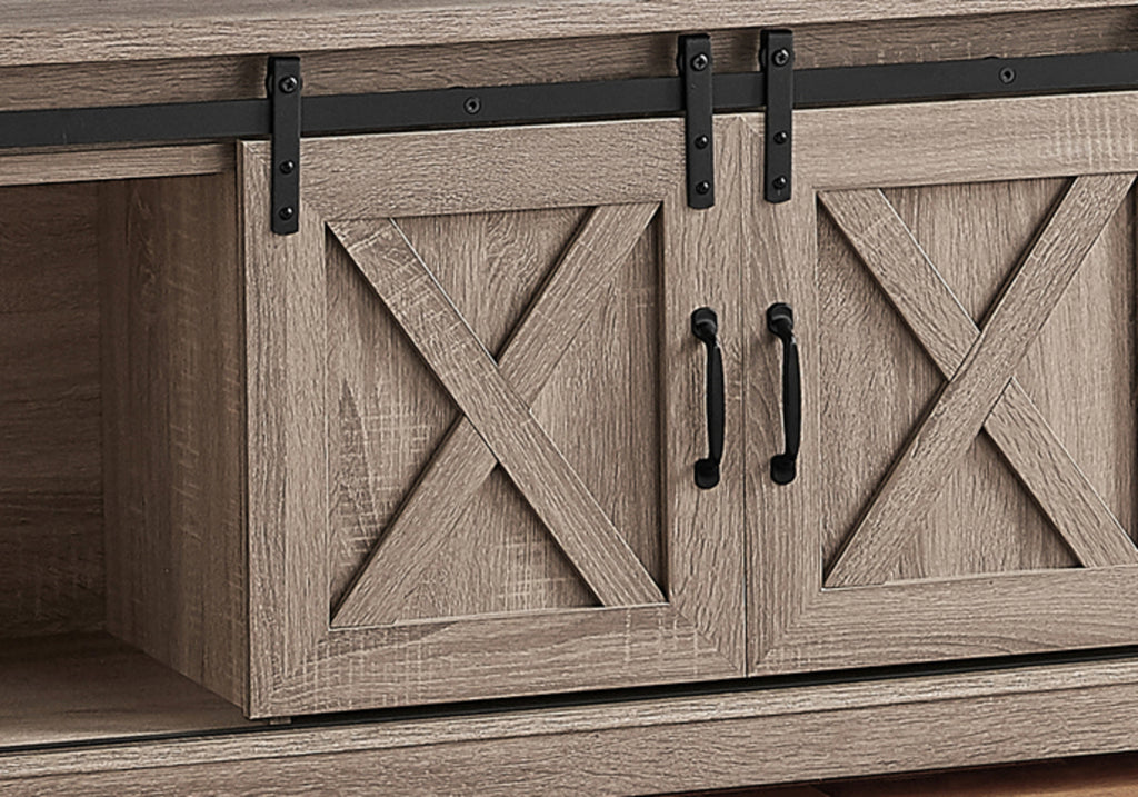 TV STAND - 60""L / DARK TAUPE WITH 2 SLIDING DOORS