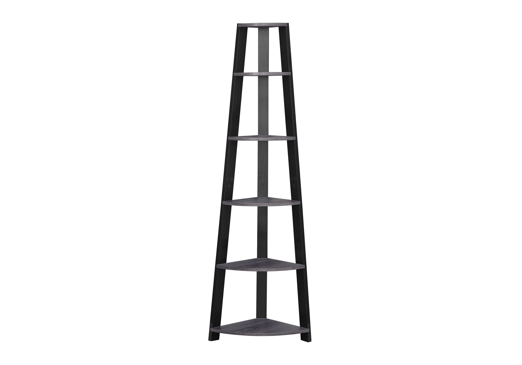 BOOKCASE - 72""H / GREY-BLACK CORNER ACCENT ETAGERE