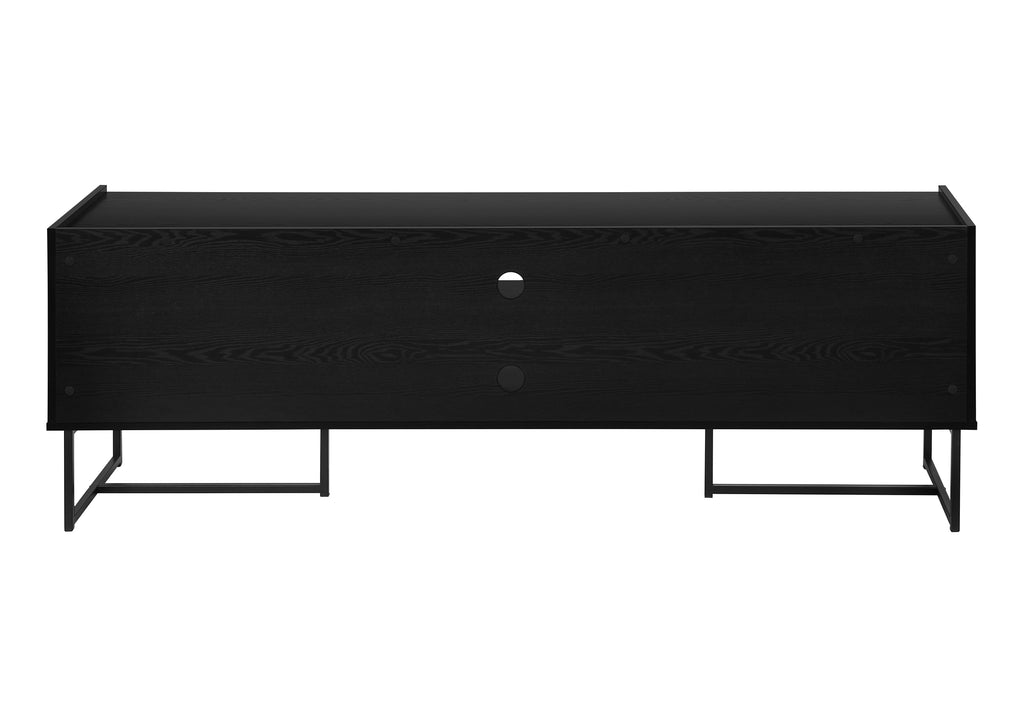 TV STAND - 72""L / BLACK  / METAL WITH 2 WOOD-LOOK DOORS
