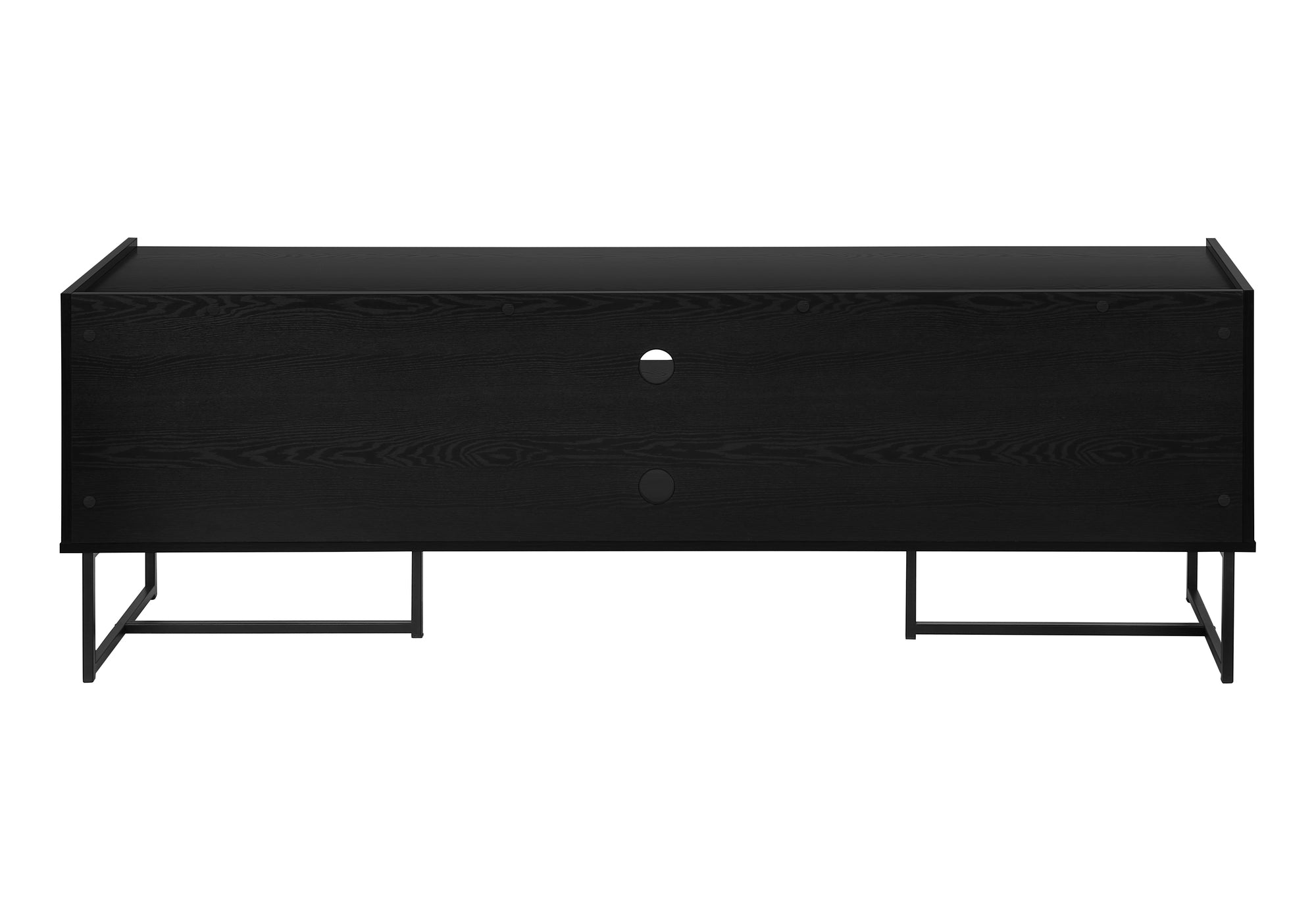 TV STAND - 72""L / BLACK  / METAL WITH 2 WOOD-LOOK DOORS