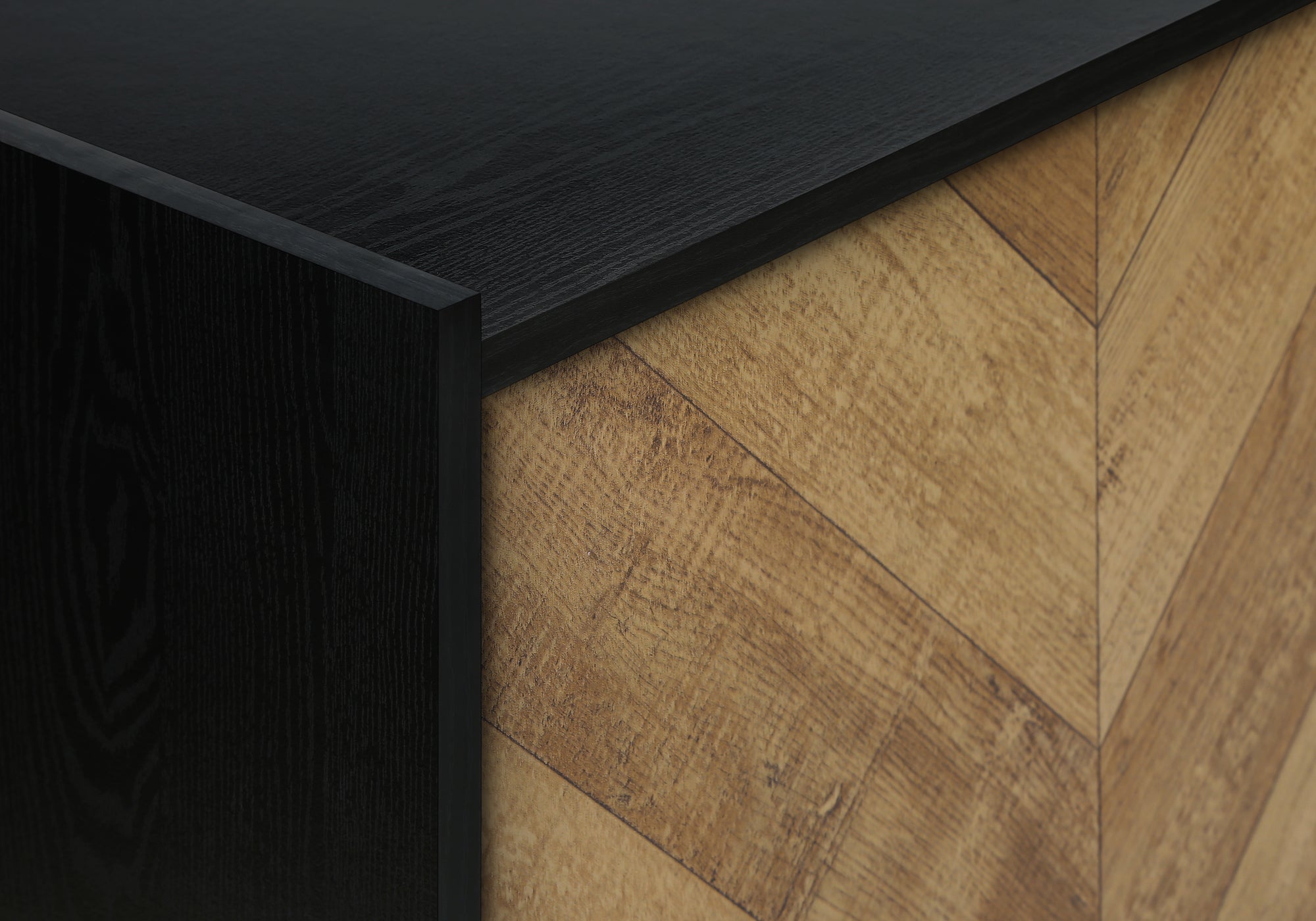 TV STAND - 72""L / BLACK  / METAL WITH 2 WOOD-LOOK DOORS