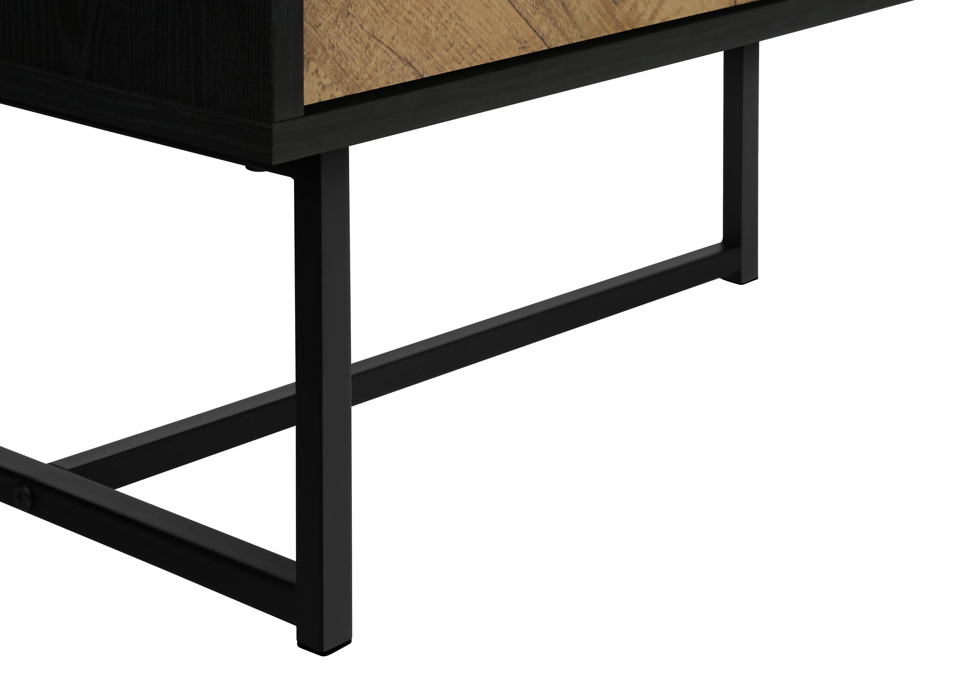 TV STAND - 72""L / BLACK  / METAL WITH 2 WOOD-LOOK DOORS