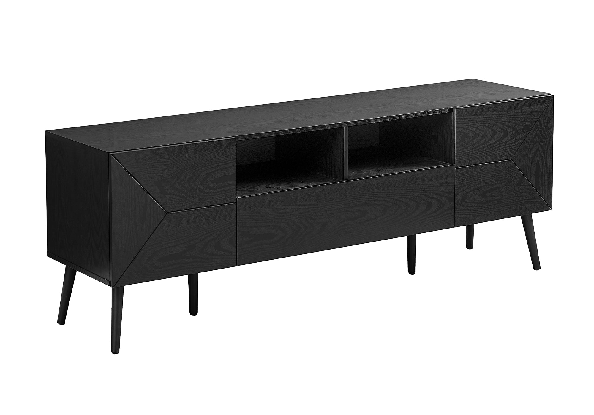 TV STAND - 72""L / BLACK WOOD-LOOK WITH STORAGE