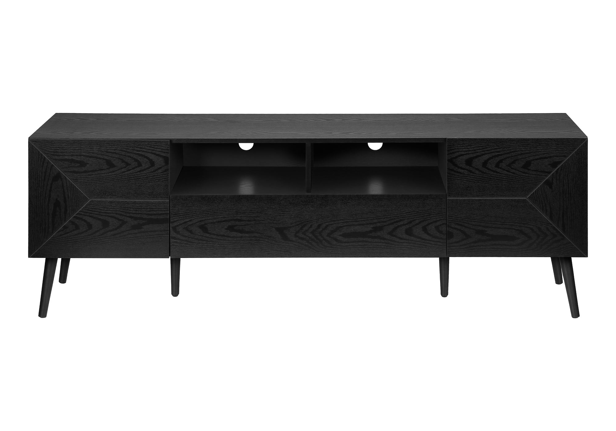 TV STAND - 72""L / BLACK WOOD-LOOK WITH STORAGE