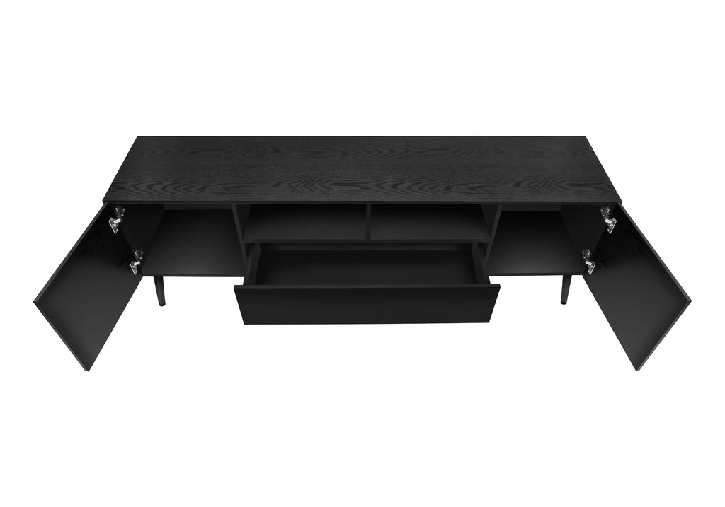 TV STAND - 72""L / BLACK WOOD-LOOK WITH STORAGE