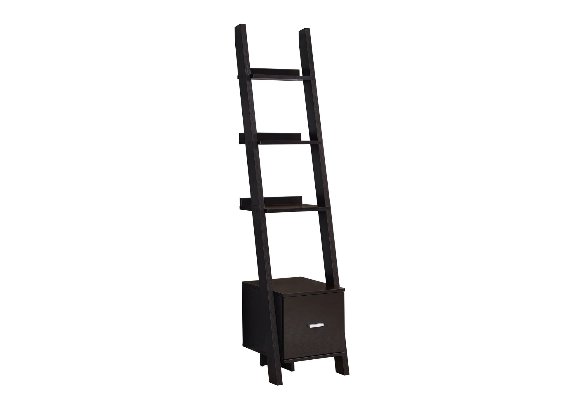 BOOKCASE - 69""H / ESPRESSO CORNER ETAGERE W/ DRAWER
