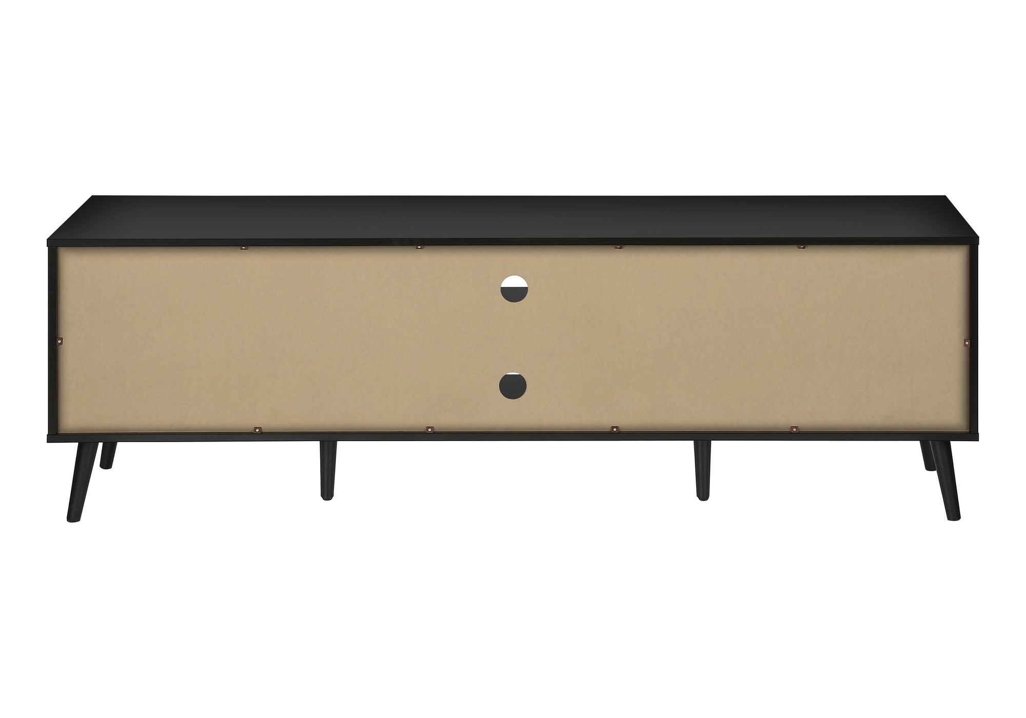 TV STAND - 72""L / BLACK WITH 2 WOOD-LOOK DOORS