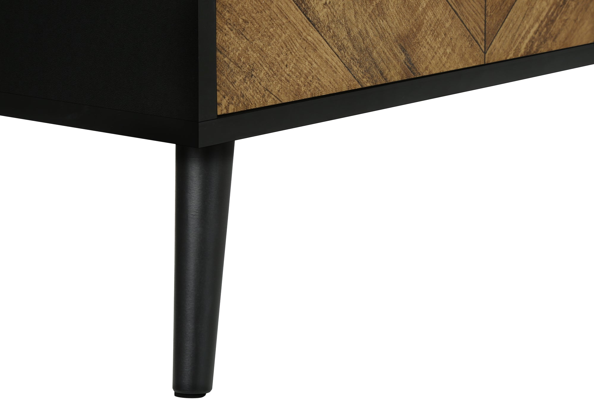 TV STAND - 72""L / BLACK WITH 2 WOOD-LOOK DOORS