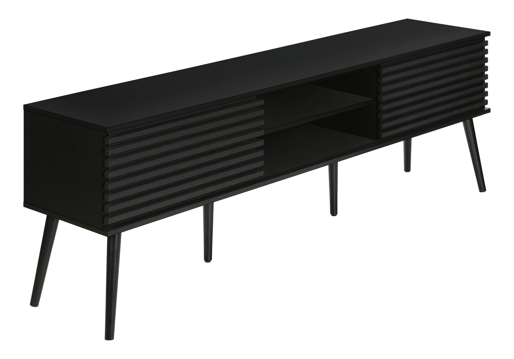 TV STAND - 72""L / BLACK WITH 2 DOORS