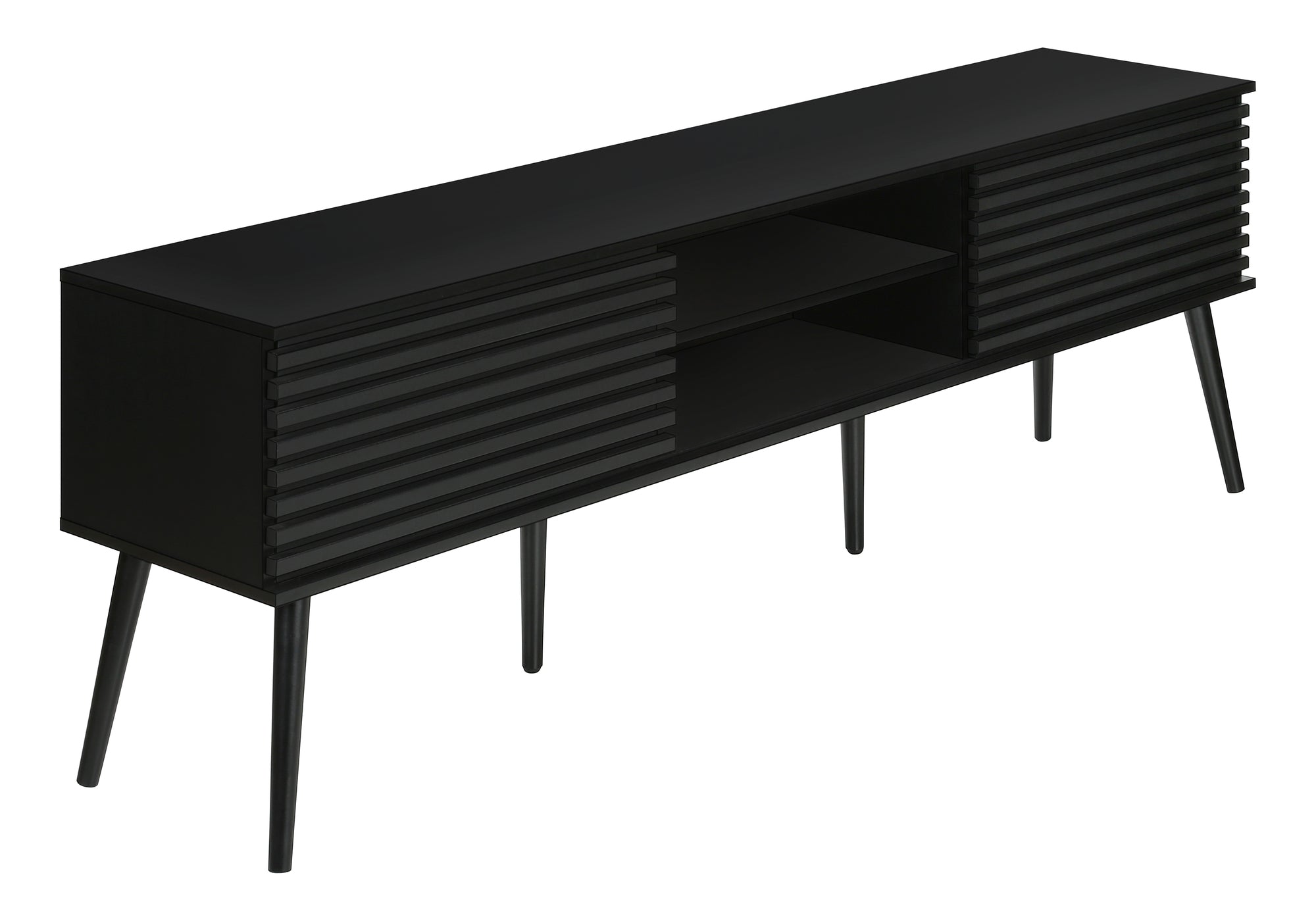 TV STAND - 72""L / BLACK WITH 2 DOORS