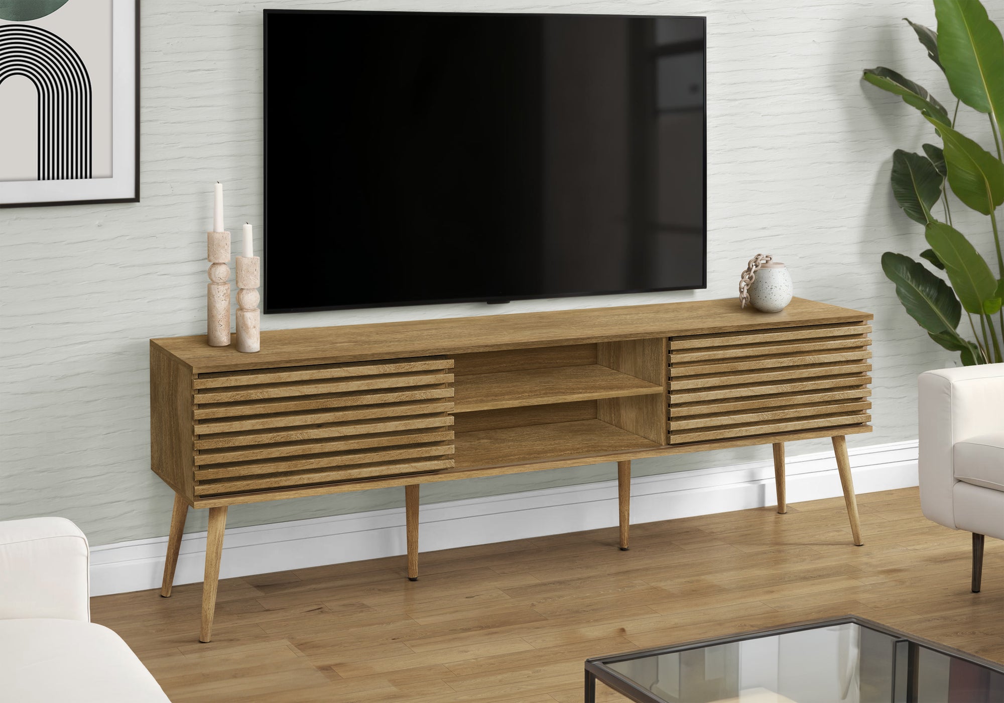 TV STAND - 72""L / WALNUT WITH 2 DOORS