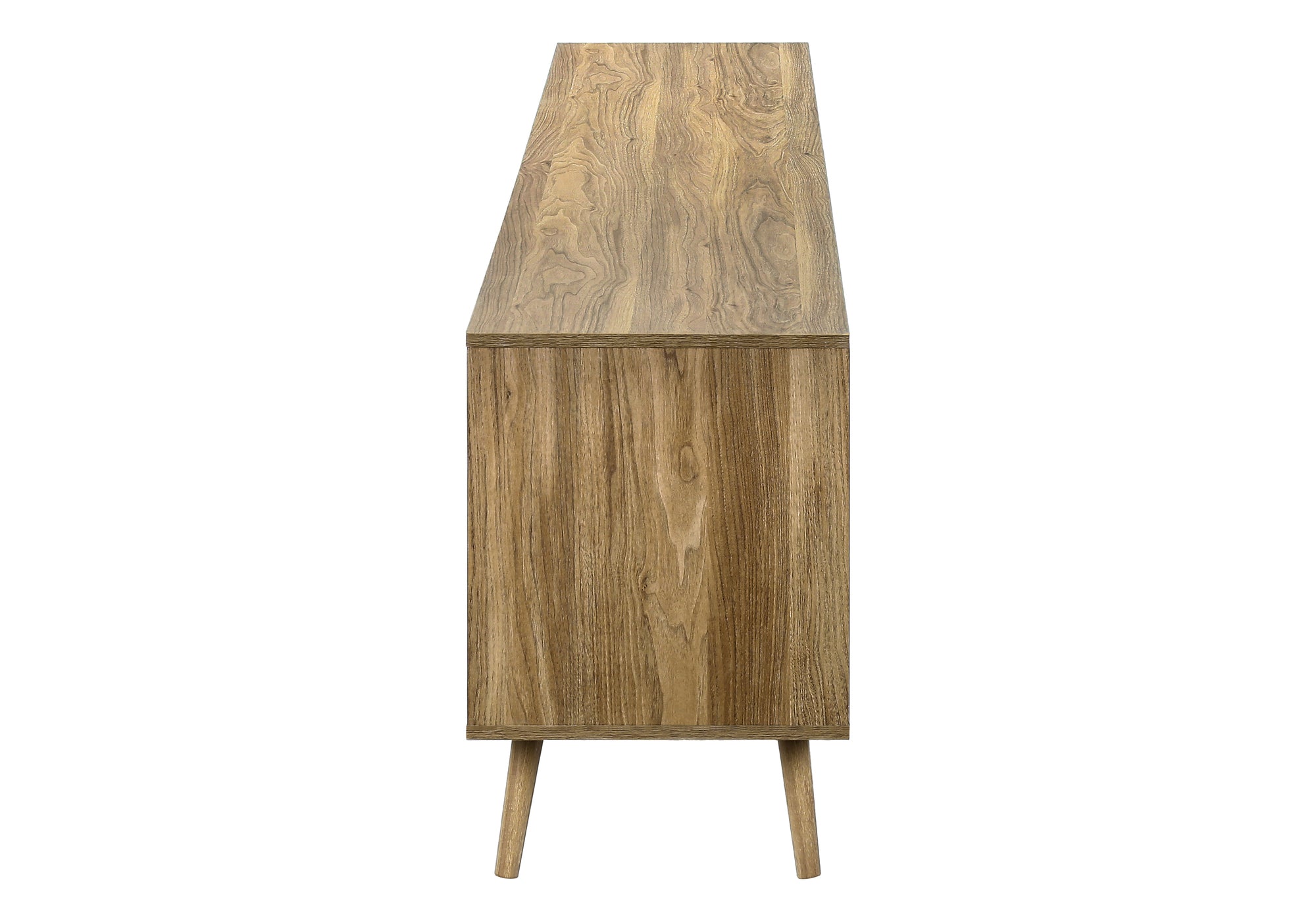 TV STAND - 72""L / LIGHT WALNUT / SEAGRASS-LOOK WITH 3 DOORS