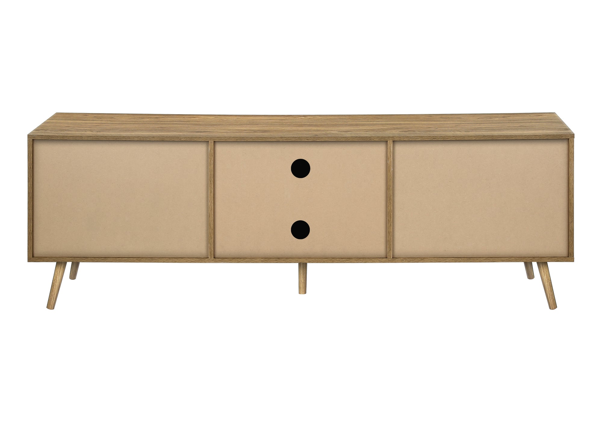 TV STAND - 72""L / LIGHT WALNUT / SEAGRASS-LOOK WITH 3 DOORS