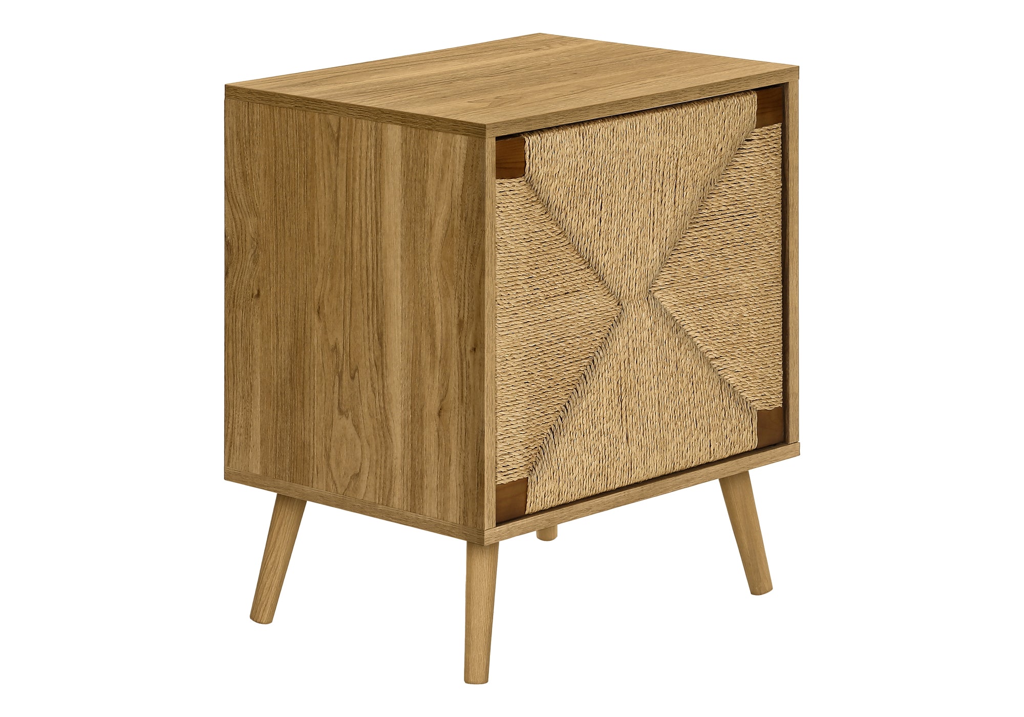 ACCENT TABLE - 23""H / LIGHT WALNUT / SEAGRASS-LOOK END TABLE
