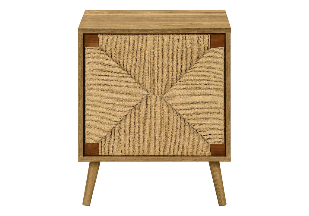 ACCENT TABLE - 23""H / LIGHT WALNUT / SEAGRASS-LOOK END TABLE