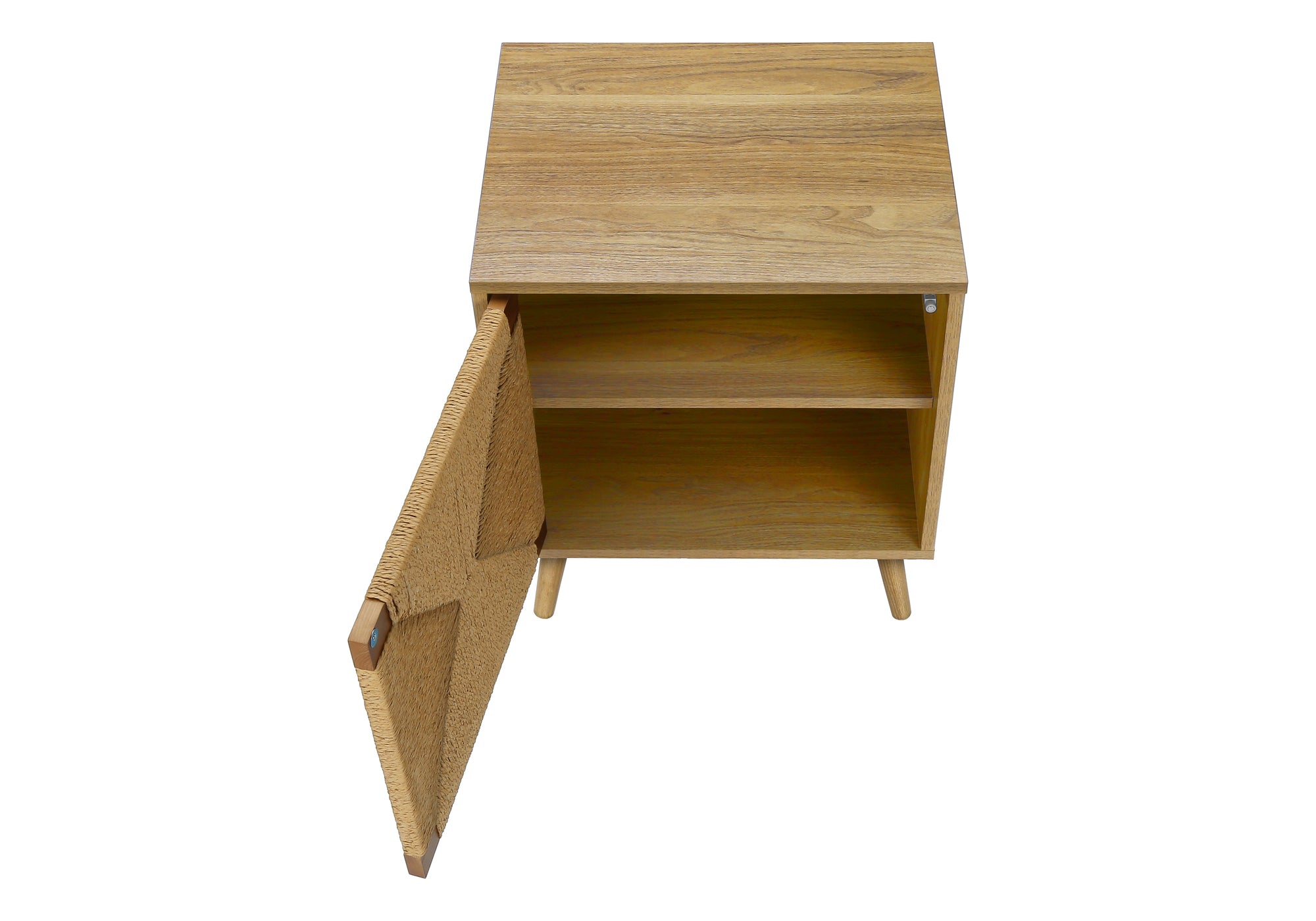 ACCENT TABLE - 23""H / LIGHT WALNUT / SEAGRASS-LOOK END TABLE