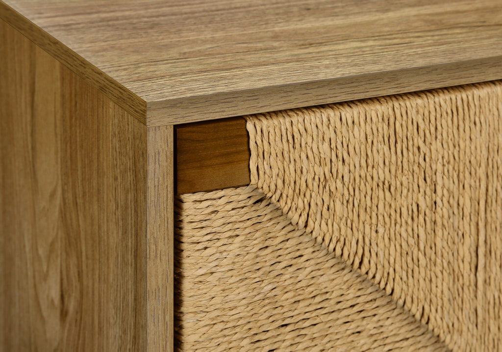 ACCENT TABLE - 23""H / LIGHT WALNUT / SEAGRASS-LOOK END TABLE