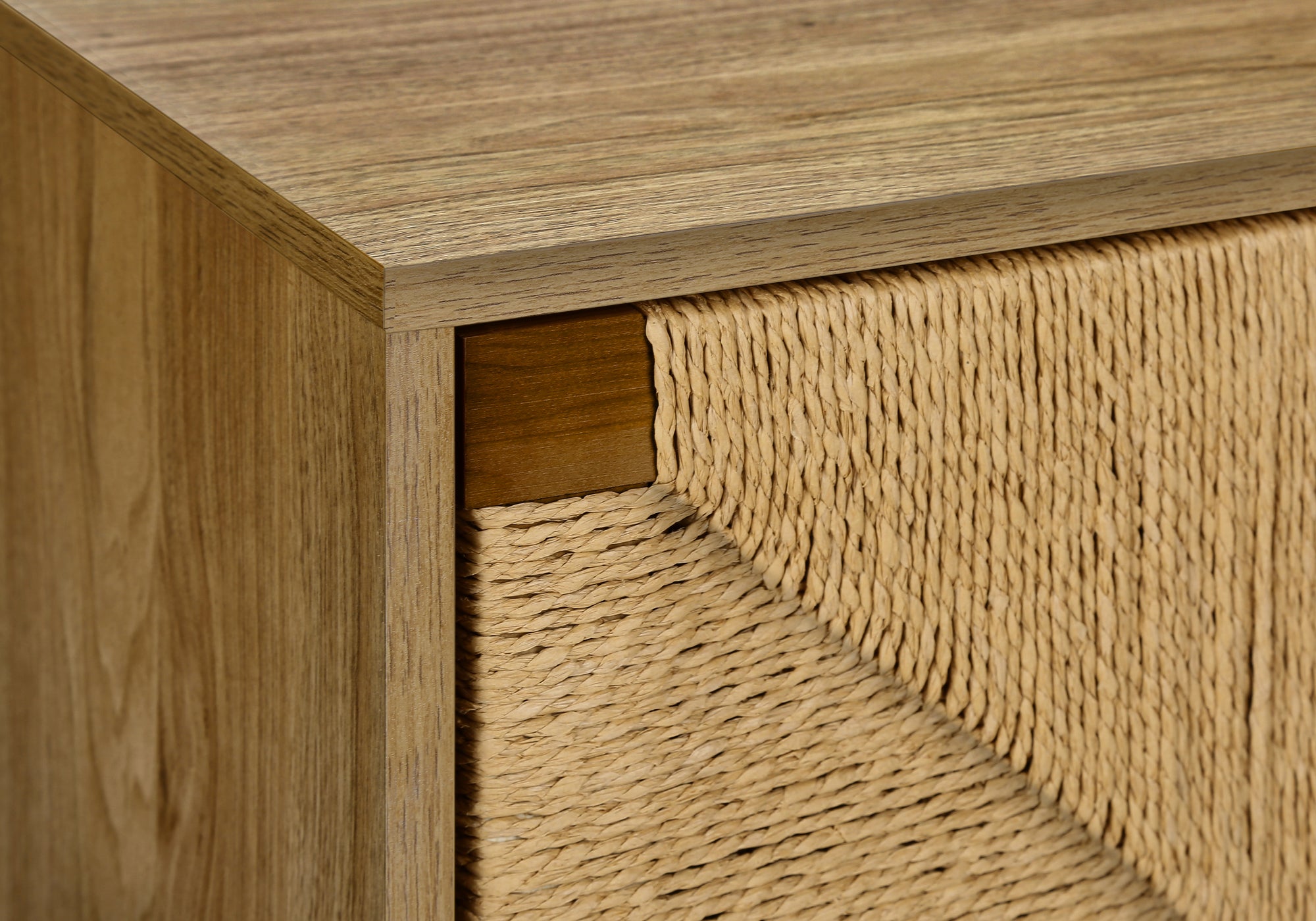 ACCENT TABLE - 23""H / LIGHT WALNUT / SEAGRASS-LOOK END TABLE