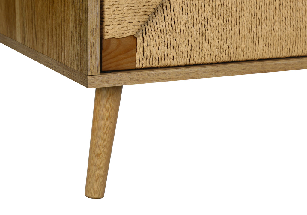 ACCENT TABLE - 23""H / LIGHT WALNUT / SEAGRASS-LOOK END TABLE