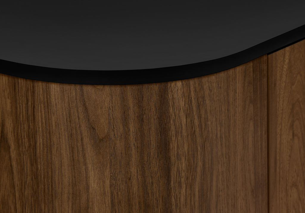 TV STAND - 72""L / BLACK WITH 4 BROWN WOOD-LOOK DOORS