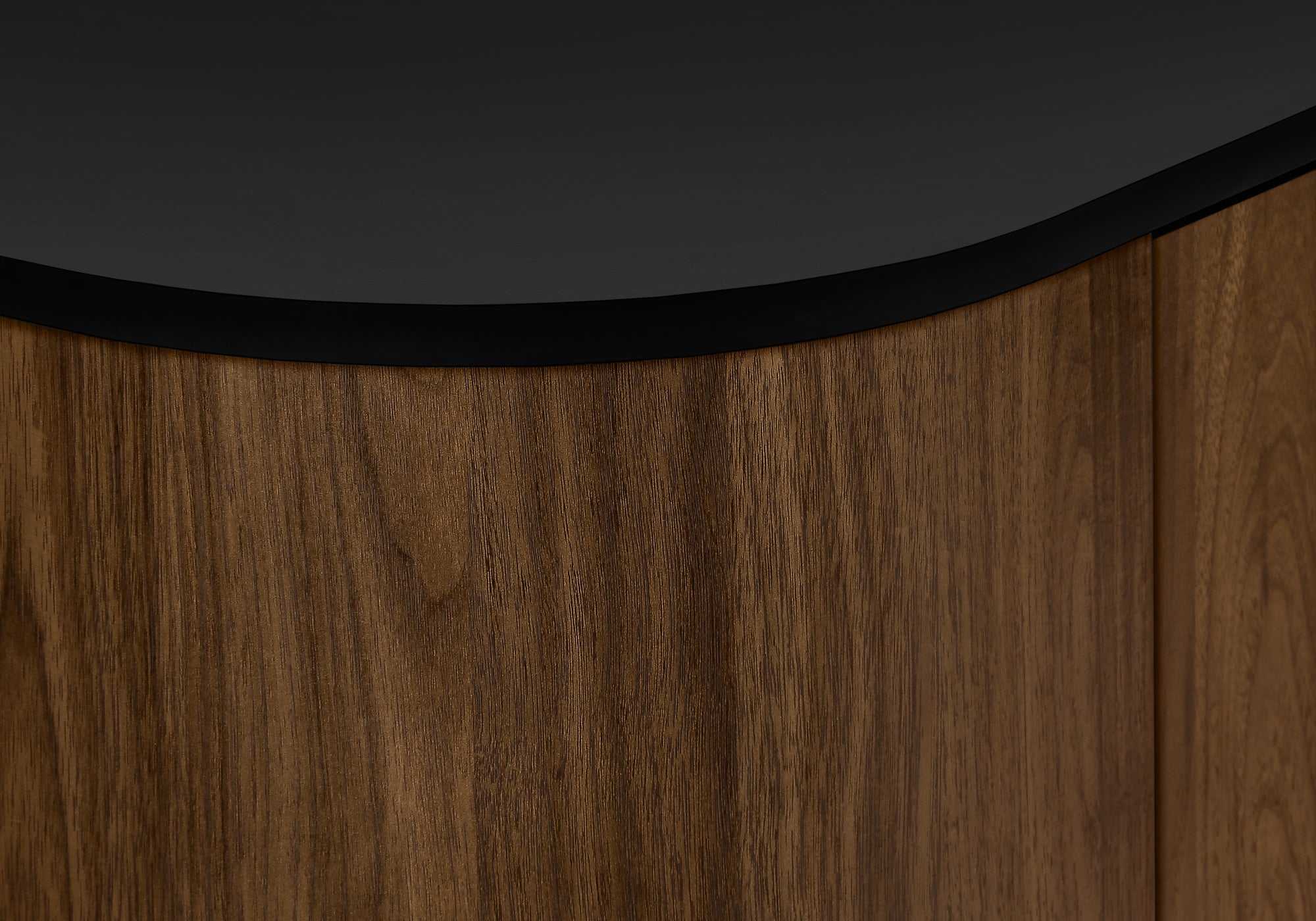 TV STAND - 72""L / BLACK WITH 4 BROWN WOOD-LOOK DOORS