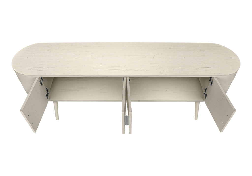 TV STAND - 72""L / ANTIQUE WHITE WITH 4 DOORS