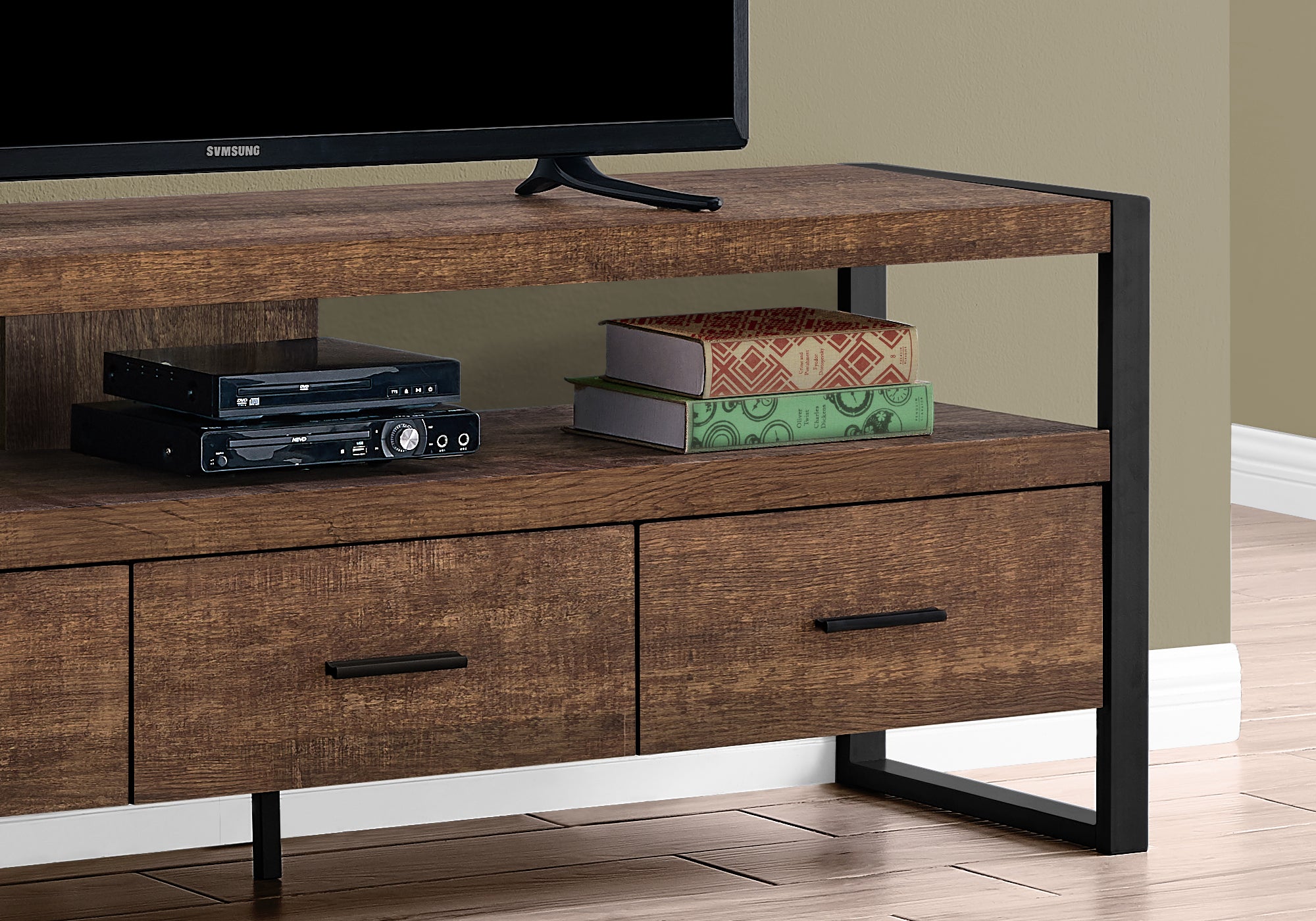 TV STAND - 60""L / BROWN RECLAIMED WOOD-LOOK / 3 DRAWERS