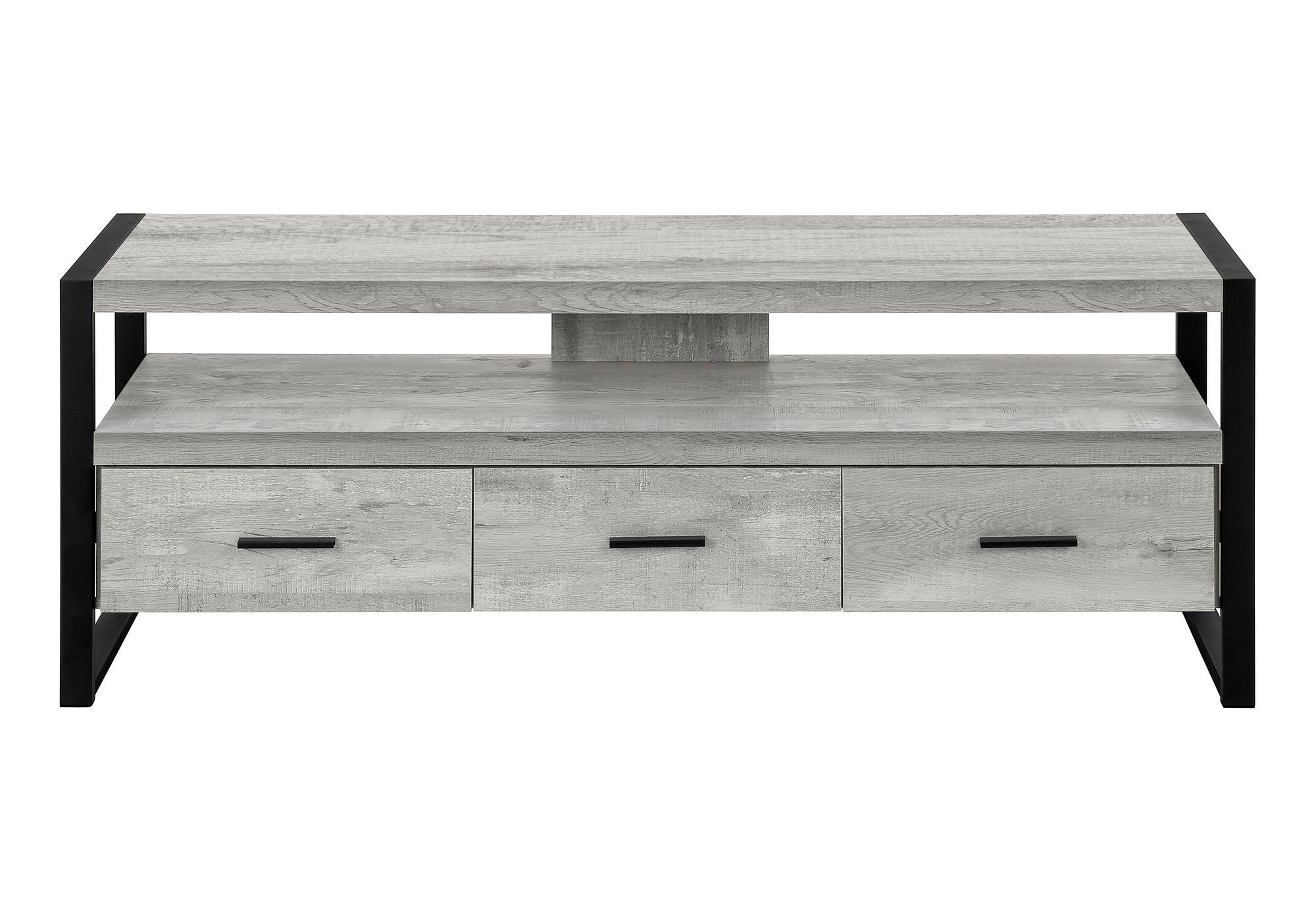 TV STAND - 60""L / GREY RECLAIMED WOOD-LOOK / 3 DRAWERS