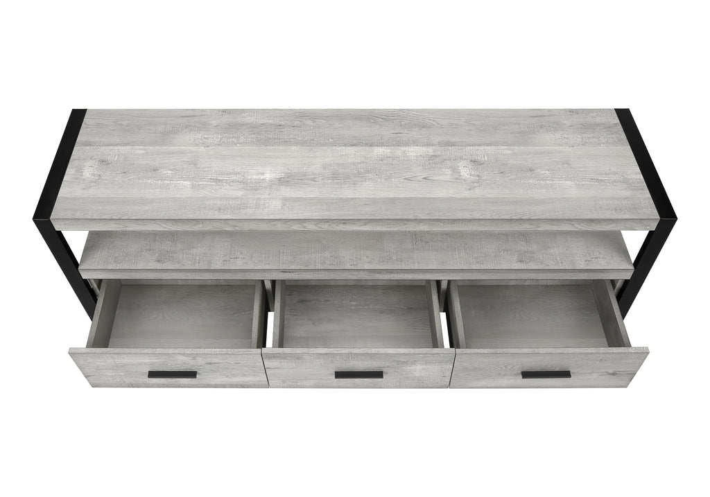 TV STAND - 60""L / GREY RECLAIMED WOOD-LOOK / 3 DRAWERS