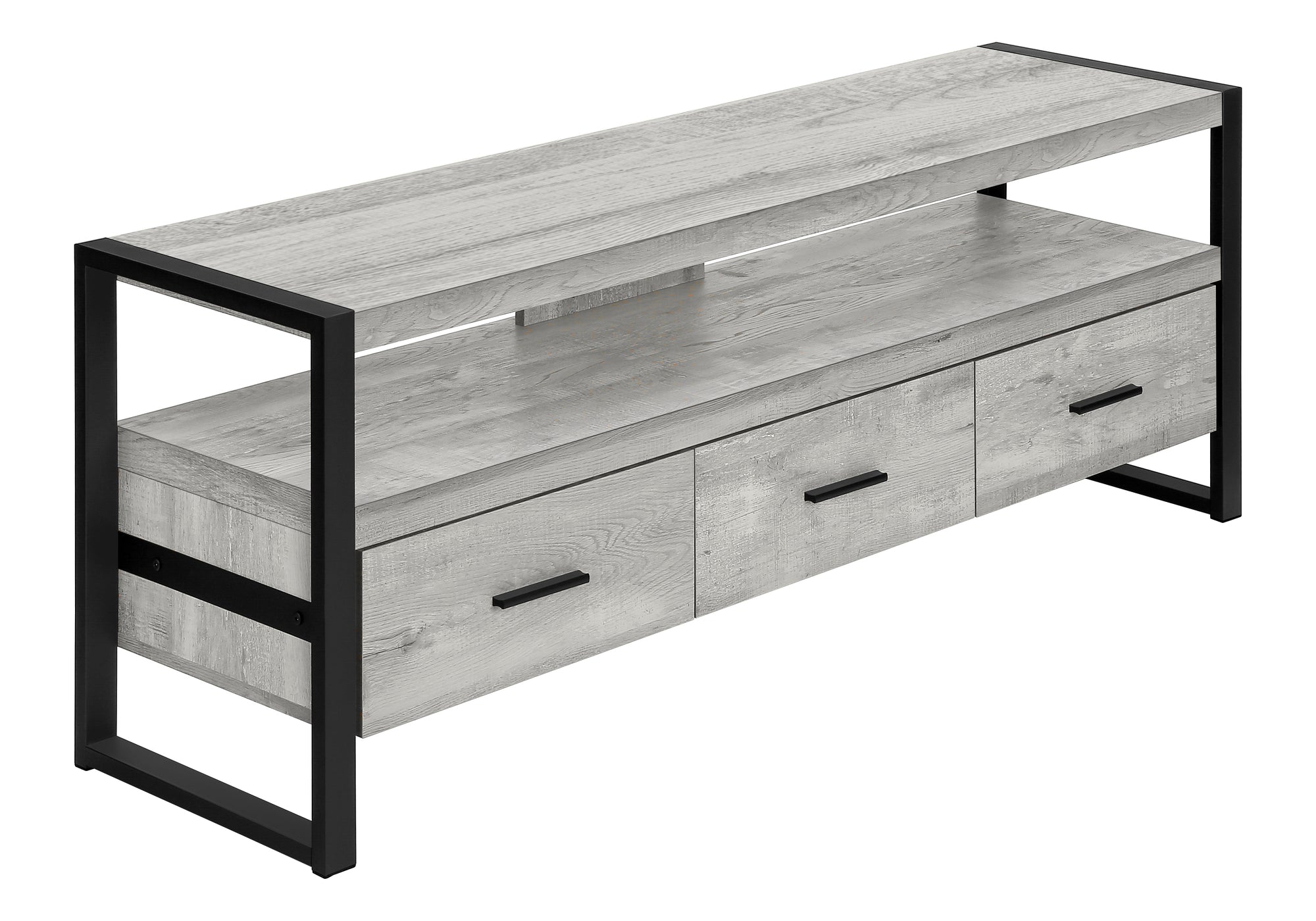 TV STAND - 60""L / GREY RECLAIMED WOOD-LOOK / 3 DRAWERS