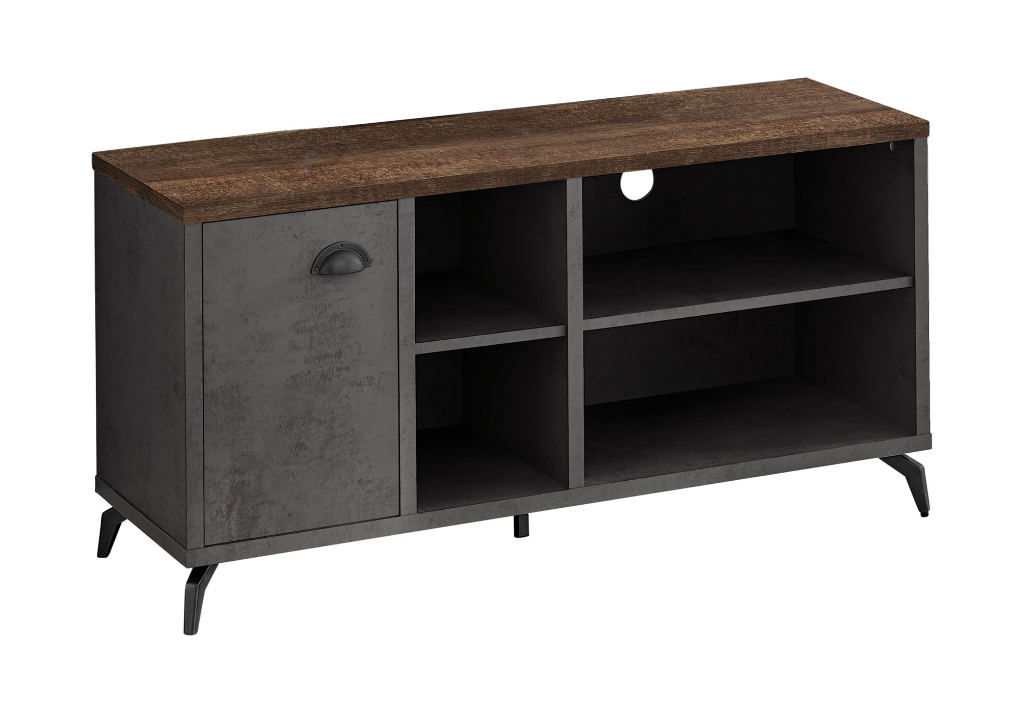 TV STAND - 48""L / GREY CONCRETE / MEDIUM BROWN RECLAIMED