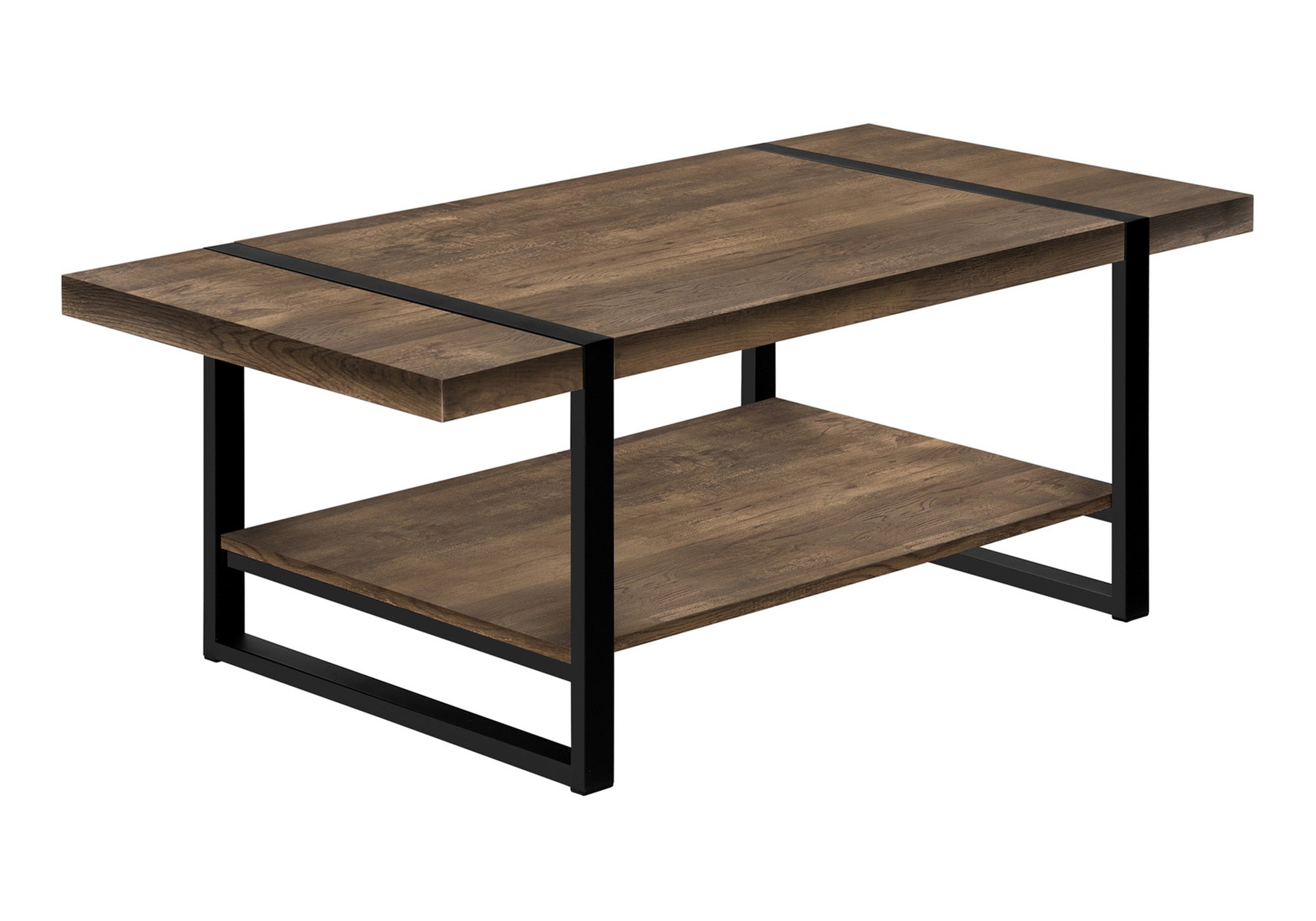 COFFEE TABLE - BROWN RECLAIMED WOOD-LOOK / BLACK METAL