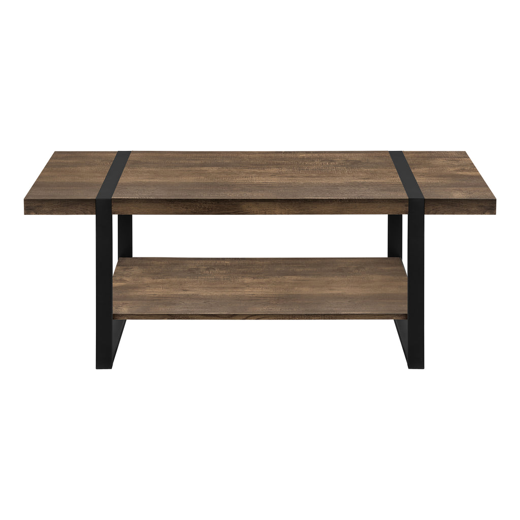 COFFEE TABLE - BROWN RECLAIMED WOOD-LOOK / BLACK METAL