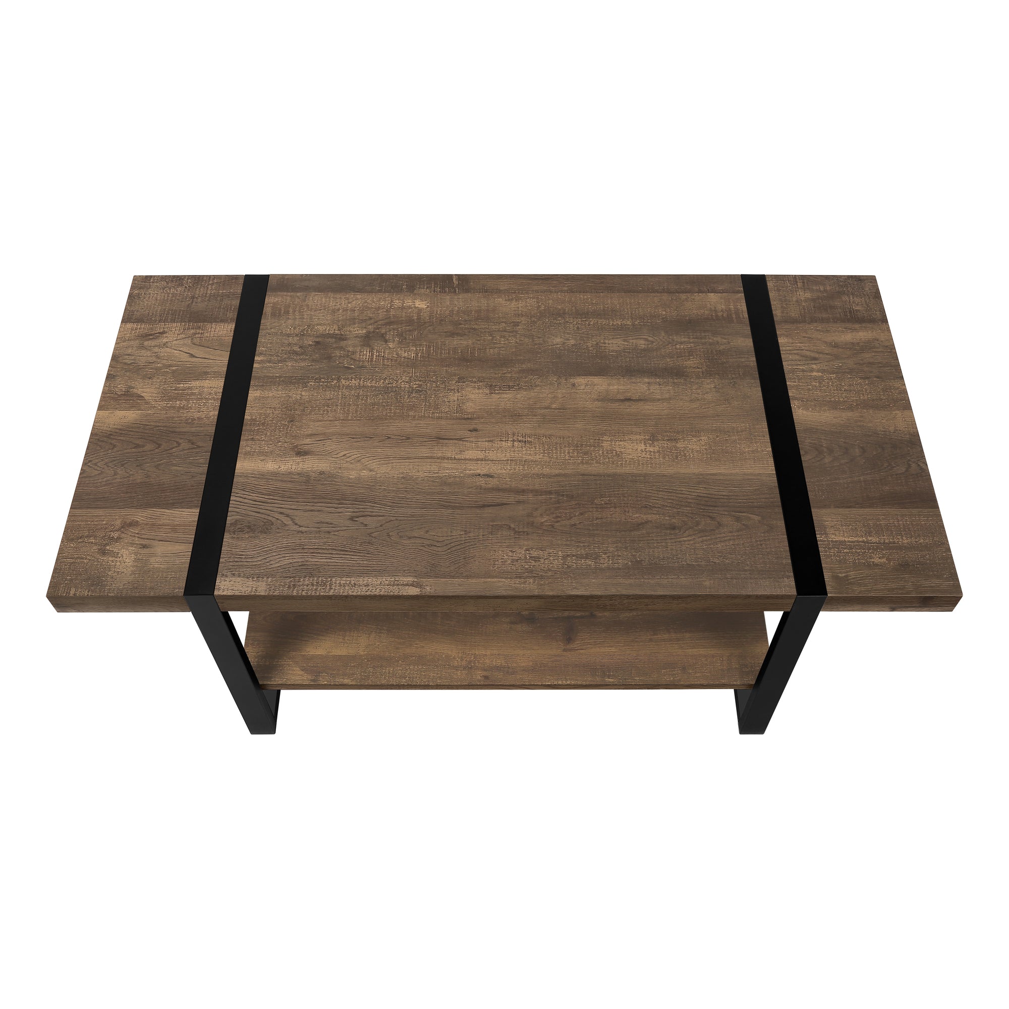 COFFEE TABLE - BROWN RECLAIMED WOOD-LOOK / BLACK METAL