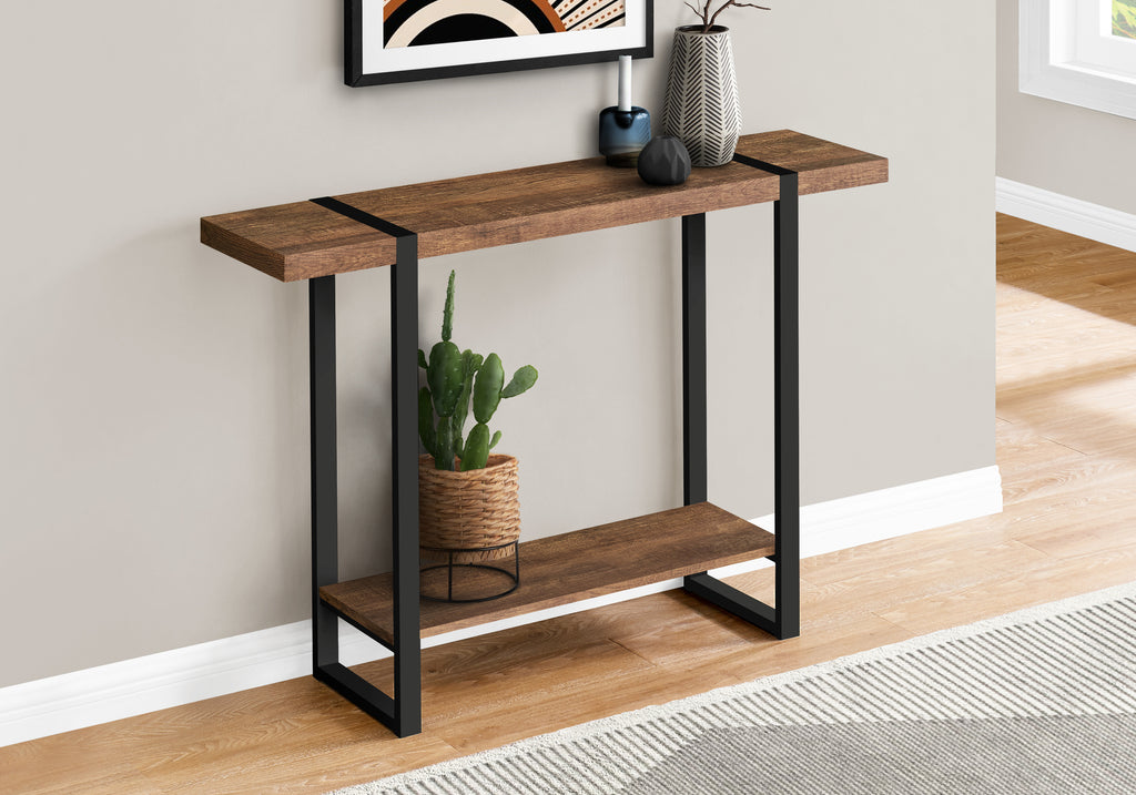 ACCENT TABLE - 48""L / BROWN RECLAIMED WOOD-LOOK / BLACK