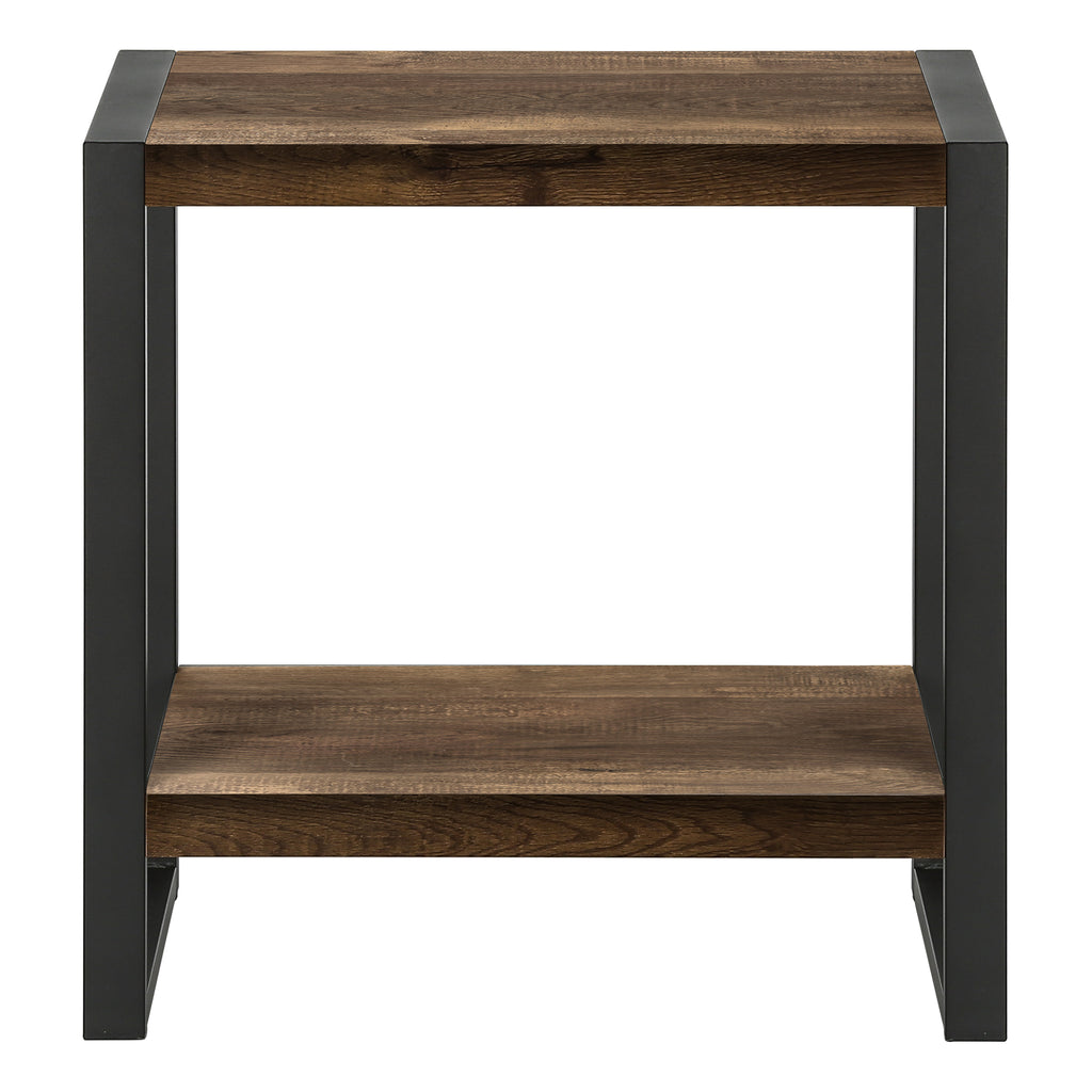 ACCENT TABLE - BROWN RECLAIMED WOOD-LOOK / BLACK METAL