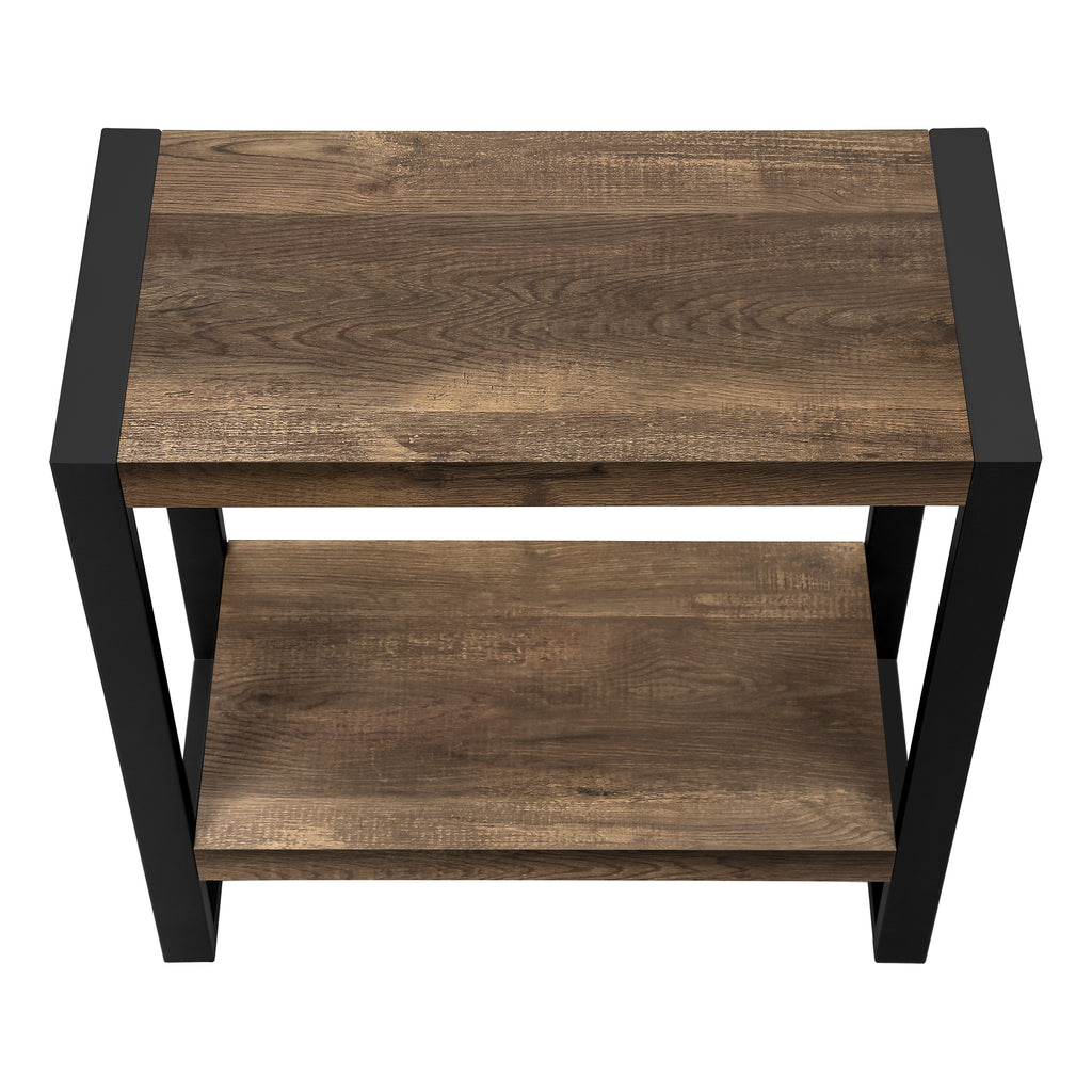 ACCENT TABLE - BROWN RECLAIMED WOOD-LOOK / BLACK METAL