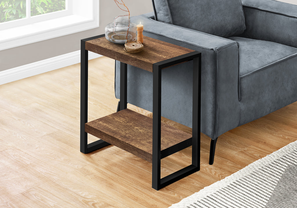 ACCENT TABLE - BROWN RECLAIMED WOOD-LOOK / BLACK METAL