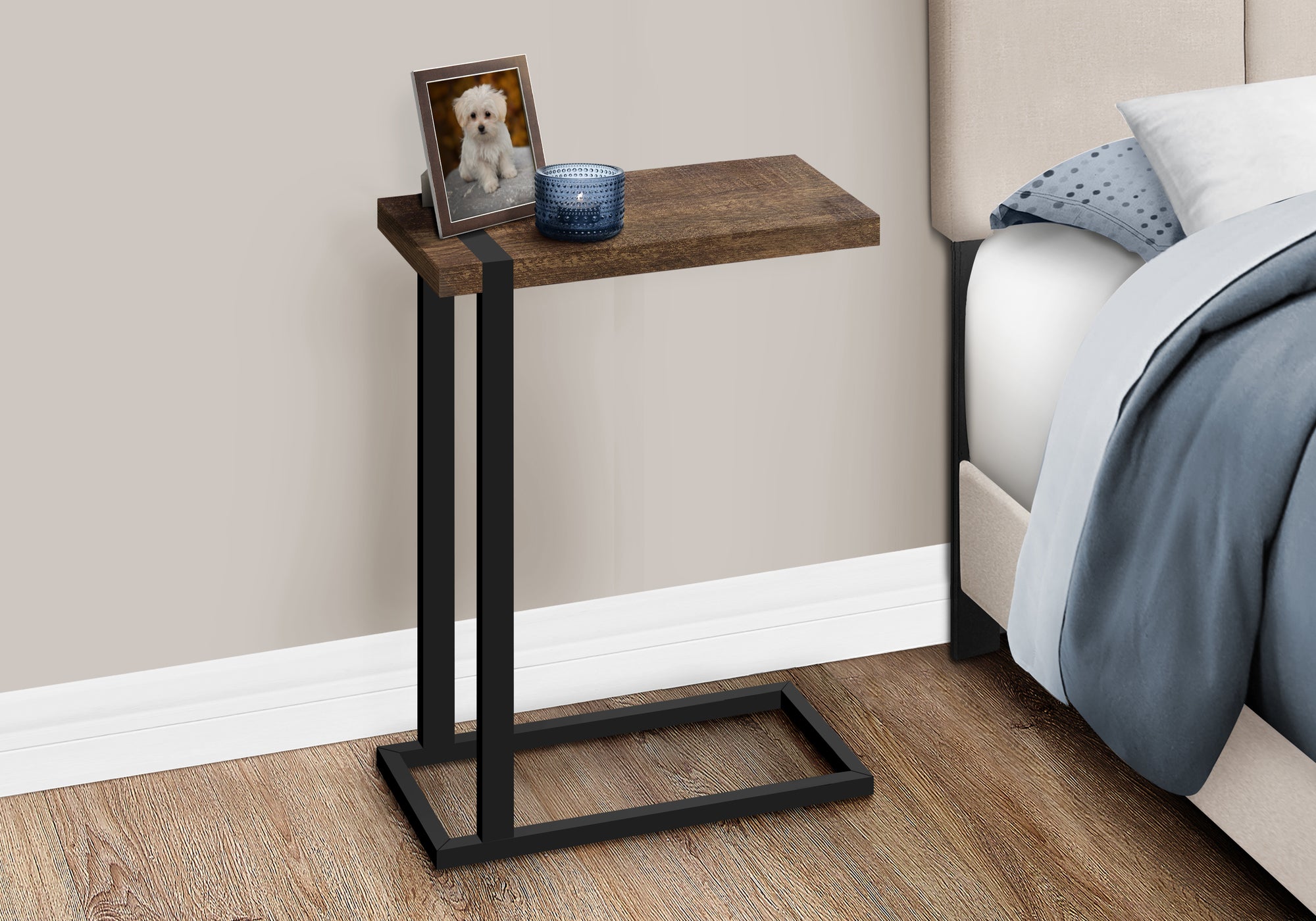 ACCENT TABLE - BROWN RECLAIMED WOOD-LOOK / BLACK METAL