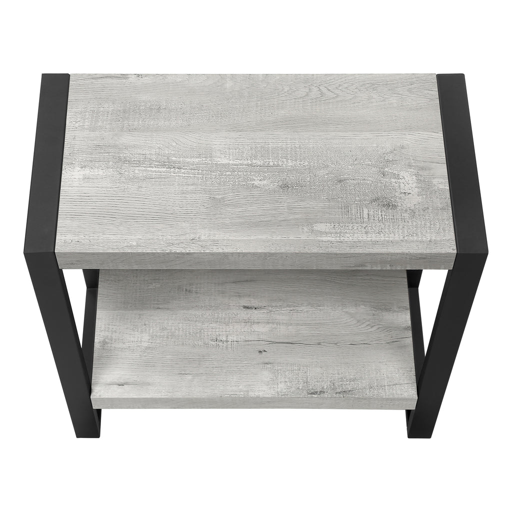 ACCENT TABLE - GREY RECLAIMED WOOD-LOOK / BLACK METAL