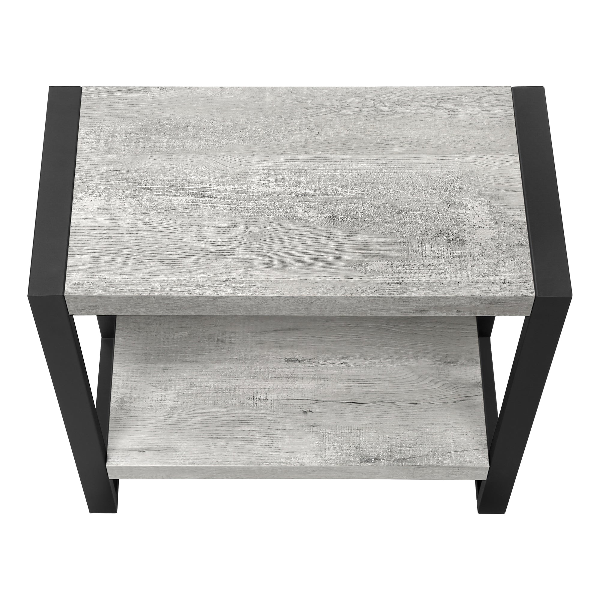 ACCENT TABLE - GREY RECLAIMED WOOD-LOOK / BLACK METAL