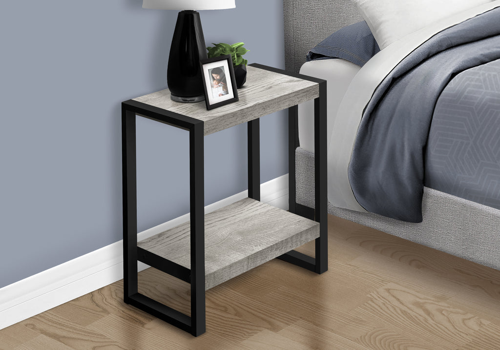 ACCENT TABLE - GREY RECLAIMED WOOD-LOOK / BLACK METAL
