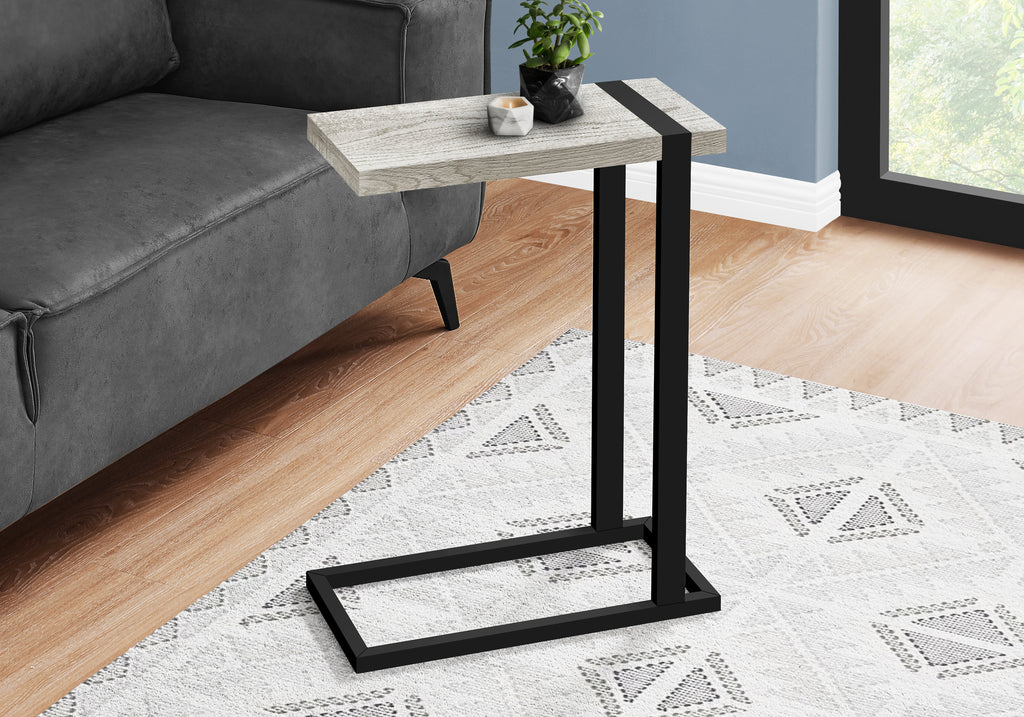 ACCENT TABLE - GREY RECLAIMED WOOD-LOOK / BLACK METAL