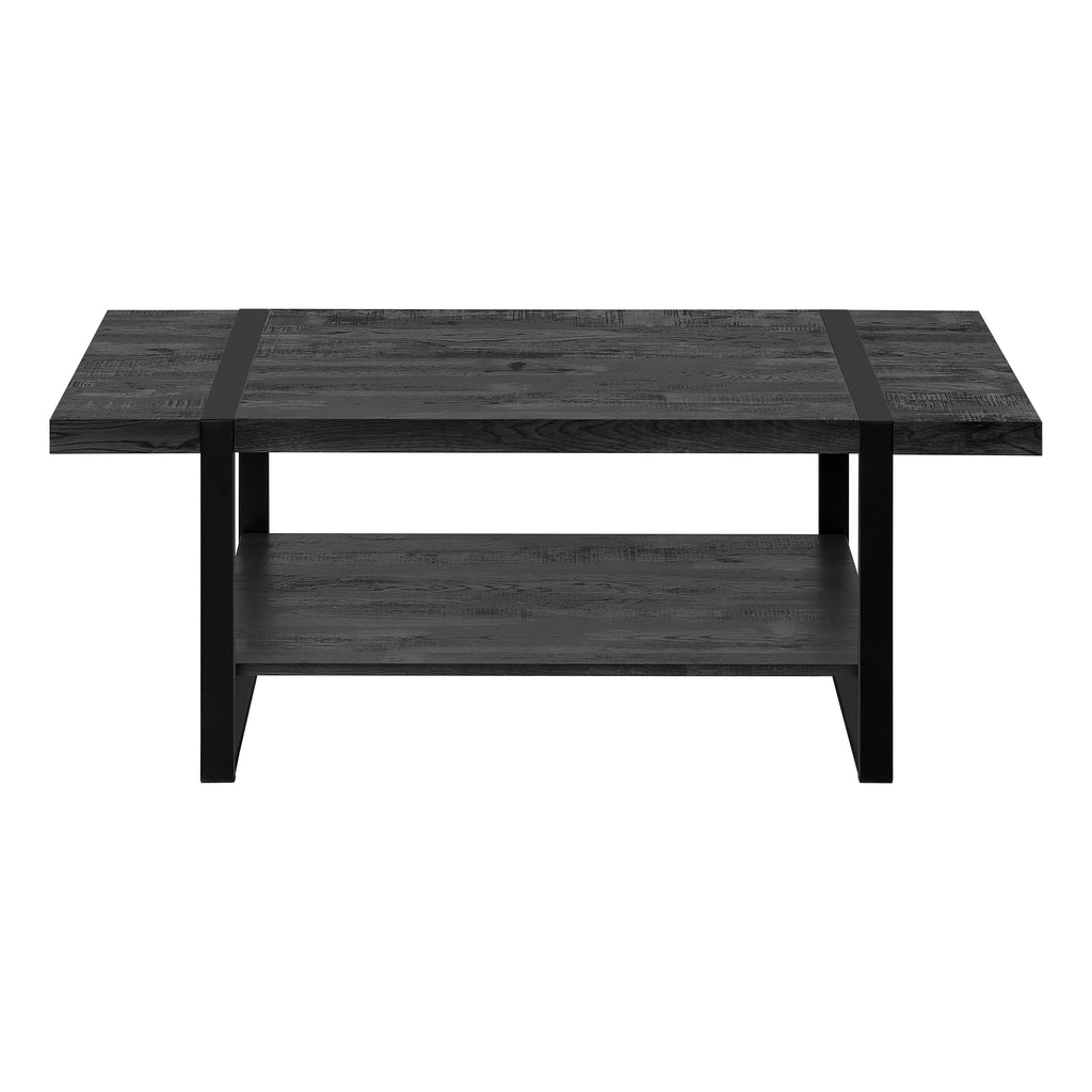 COFFEE TABLE - BLACK RECLAIMED WOOD-LOOK / BLACK METAL