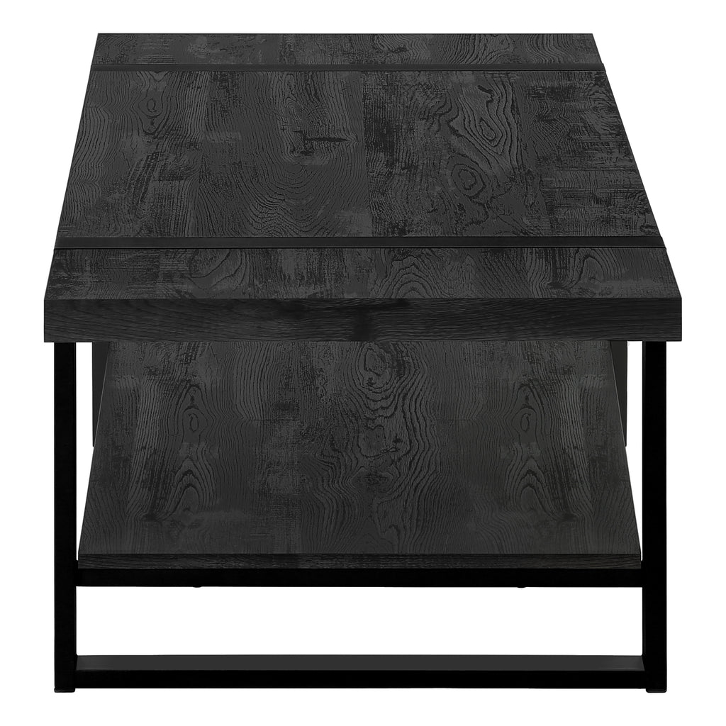 COFFEE TABLE - BLACK RECLAIMED WOOD-LOOK / BLACK METAL