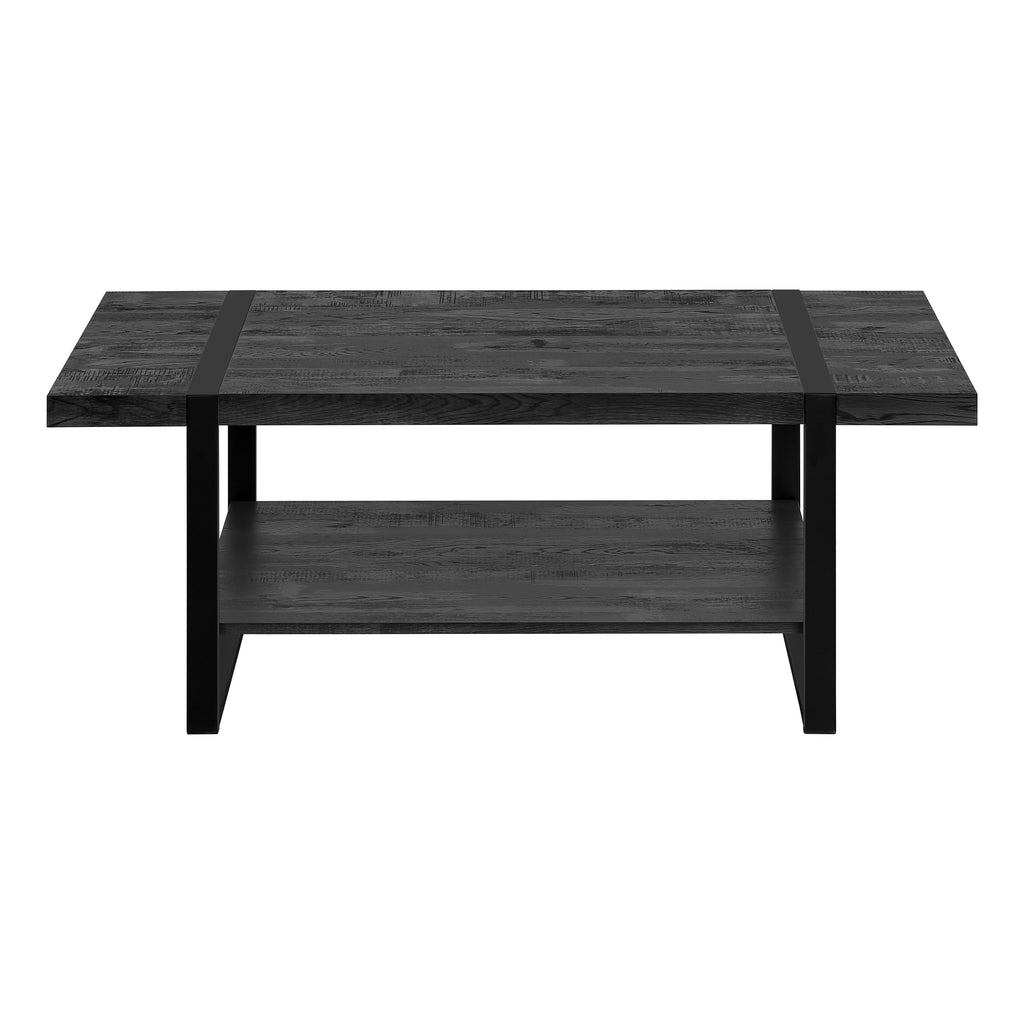 COFFEE TABLE - BLACK RECLAIMED WOOD-LOOK / BLACK METAL